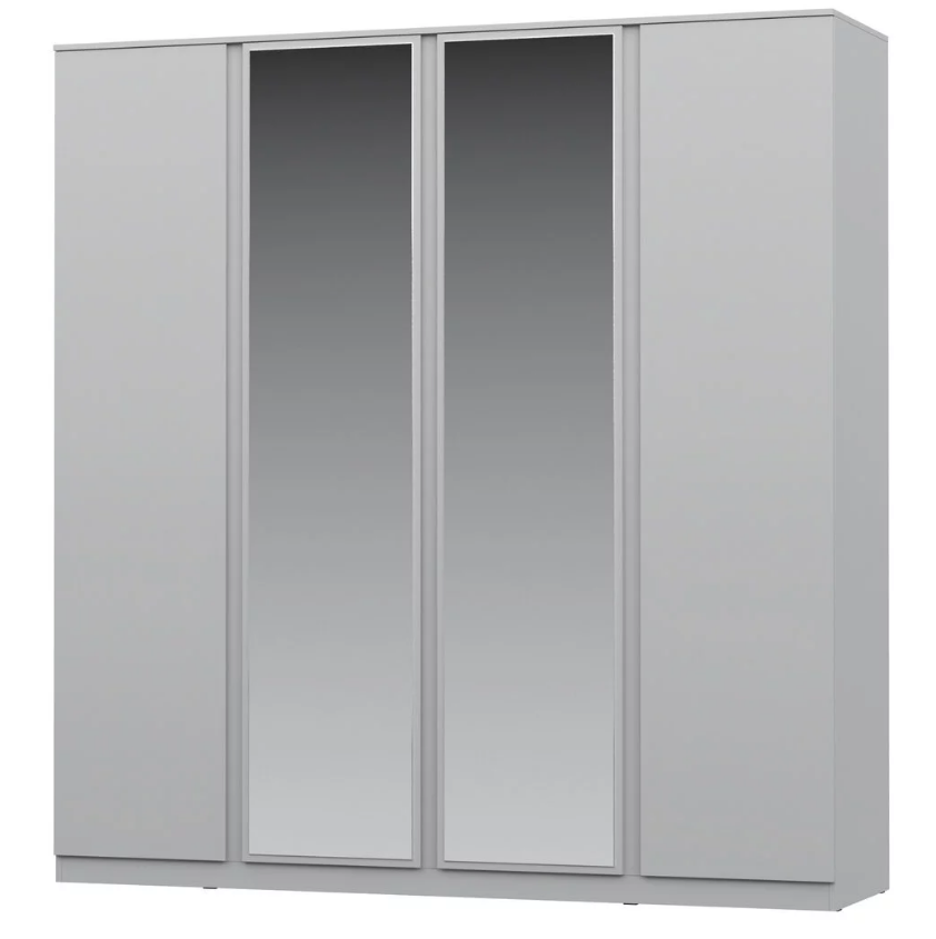 STERN Шкаф 4-х дверный с зеркалом Белый