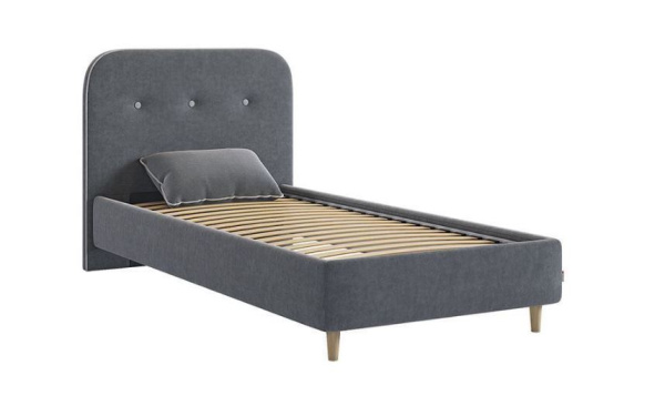 Кровать с основанием Лео 90х200 см графит/галька/велюр