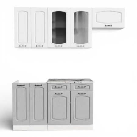 Кухонный гарнитур Равенна Анкор светлый/Дуб светл/Дуб дымчат (Столешница Альберика+сушка+планка) 