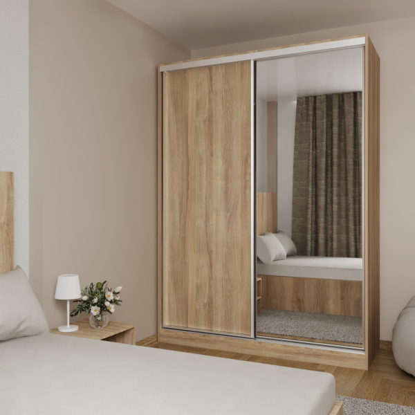 Шкаф-купе БН-61 2дв 160х60х220 Дуб сонома/хром