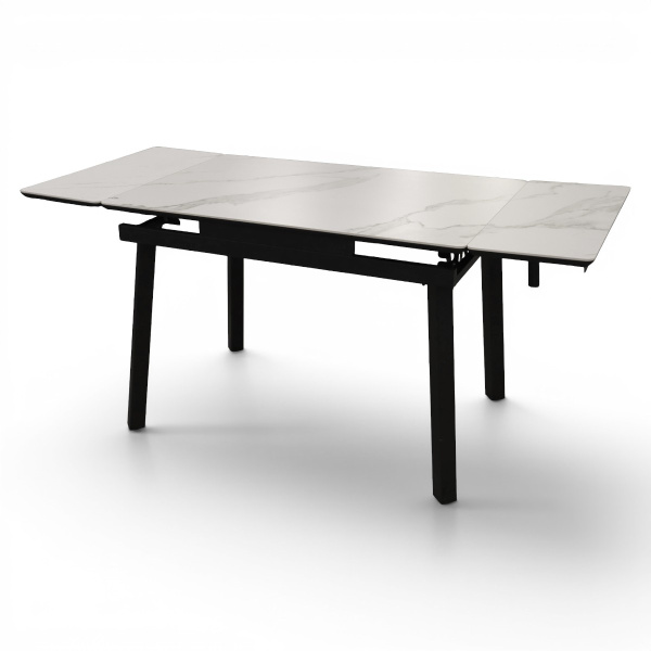 Стол кухонный Камертон мрамор белый/ черный матовый