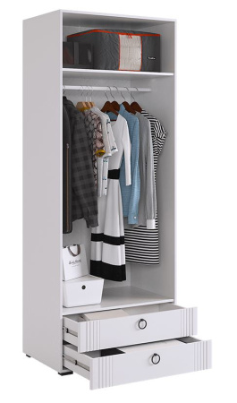 Ева Шкаф 2 дв + 2ящ/103.01/Белое дерево/Белый матовый