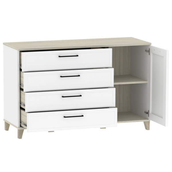 AURELIO 455 Комод Белый/Блеквуд Сатиновый/