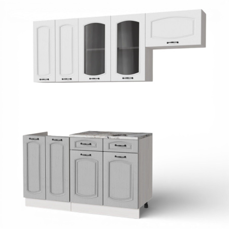 Кухонный гарнитур Равенна Анкор светлый/Дуб светл/Дуб дымчат (Столешница Альберика+сушка+планка) 