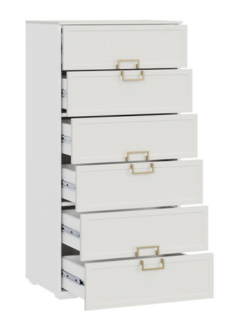 Стелла Комод Белый холст/Белый жемчуг