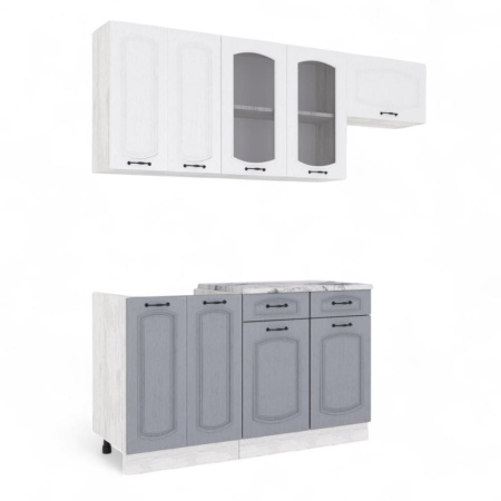 Кухонный гарнитур Равенна Сосна лофт/Дуб светлый/Дуб дымчатый (Столешница Альберика) 1,4м 